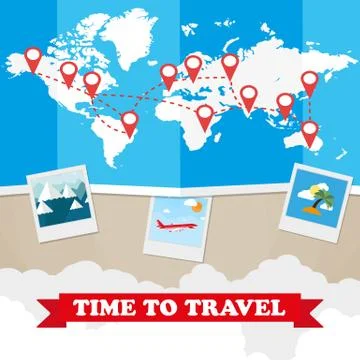 Airplanes map with routes Stock Illustration