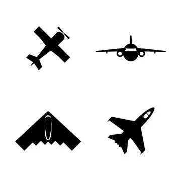 Airplanes, Planes. Simple Related Vector Icons Stock Illustration