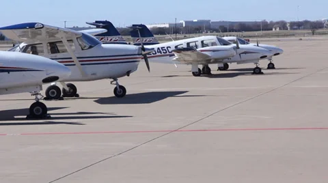 Airplanes - In a Row Stock Footage 34445110