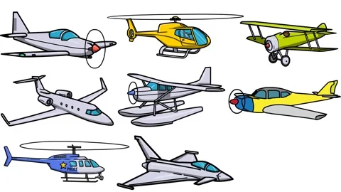 Airplanes set background collection 2d animated illustration Sketch Stock-Footage 207051660