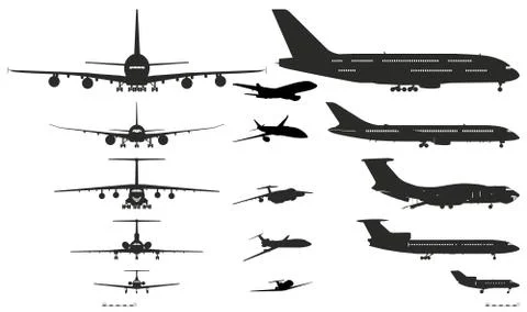 Airplanes silhouettes set Stock Illustration