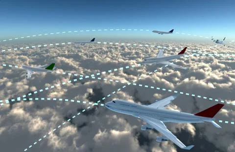 Airplanes sky map Stock Illustration