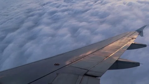 Airplane's wing in the air, flying, going up, turning Stock Footage 78111059