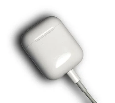 Airpods on white Background. Stock Photos
