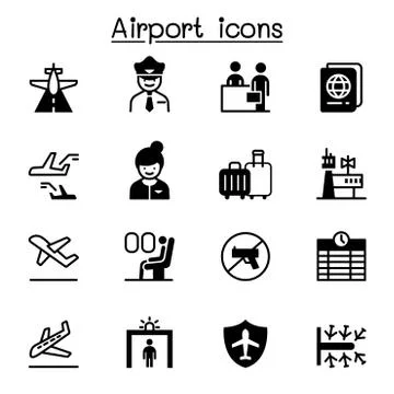 Airport, aviation icon set vector illustration graphic design 스톡 일러스트