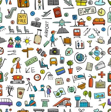 Airport background, seamless pattern for your design Stock Illustration