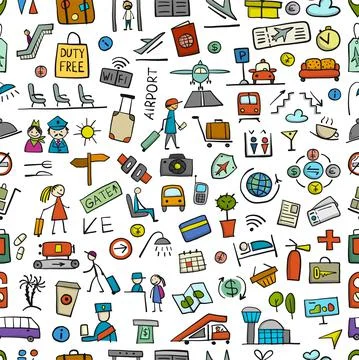 Airport background, seamless pattern for your design Stock Illustration