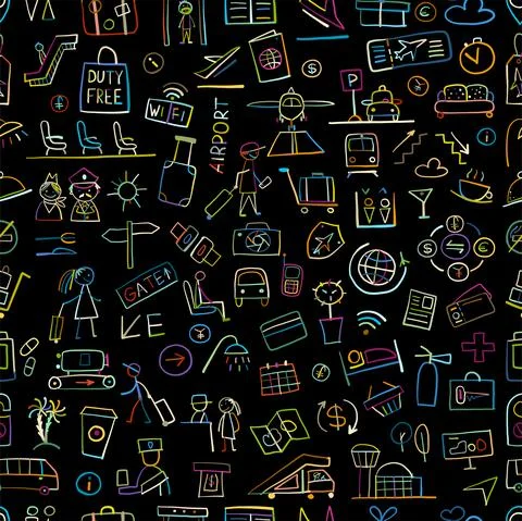 Airport background, seamless pattern for your design Stock Illustration