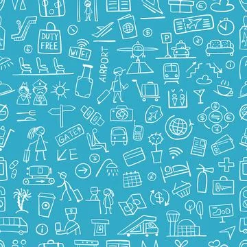 Airport background, seamless pattern for your design Ilustración de archivo