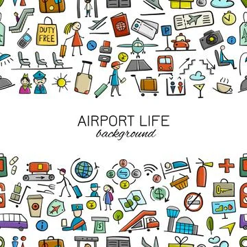 Airport background, seamless pattern for your design Ilustración de archivo