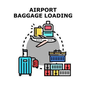 Airport baggage loading logistic concept for passenger travel Stock Illustration