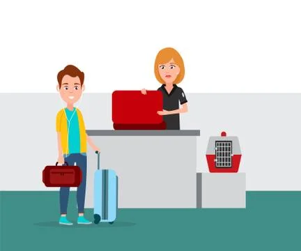 Airport Baggage Security Check Vector Illustration 스톡 일러스트