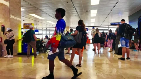 Airport Boarding Queue Cebu Philippines Passengers Waiting Timelapse Scene Stock Footage 334705939