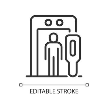 Airport border security linear icon Stock Illustration