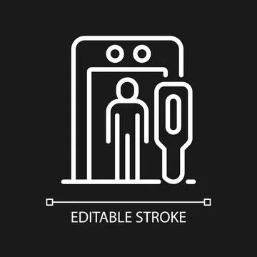 Airport border security white linear icon for dark theme Stock Illustration