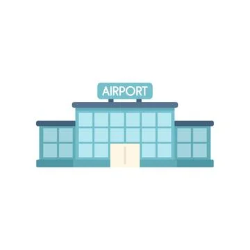 Airport building icon flat vector. Flight travel Ilustración de archivo