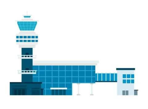 Airport building vector flat material design isolated object on white background Ilustración de archivo