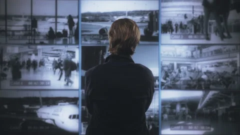 Airport CCTV Monitors Multiscreen Stock Video Pond5