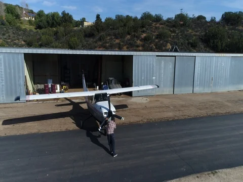 Airport Cessna Pilot Docking Plane Stock Footage 78214121