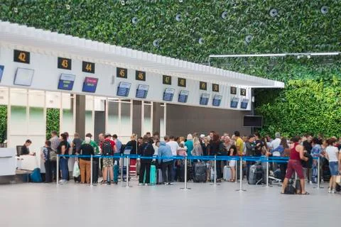 Airport check-in queue Stock Photos