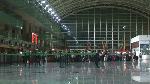 Airport check in queue time lapse 2 Stock Footage 486364