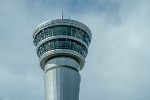 The airport control tower controller station radar Stock Photos