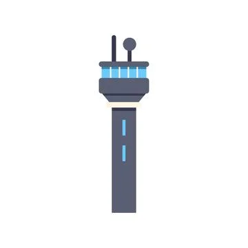 Airport control tower controlling air traffic navigation icon Ilustración de archivo