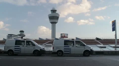 Airport with control tower Stock Footage 12379842
