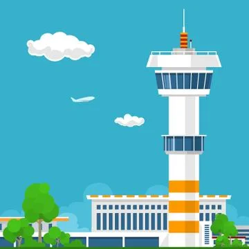 Airport with Control Tower Illustrazione stock