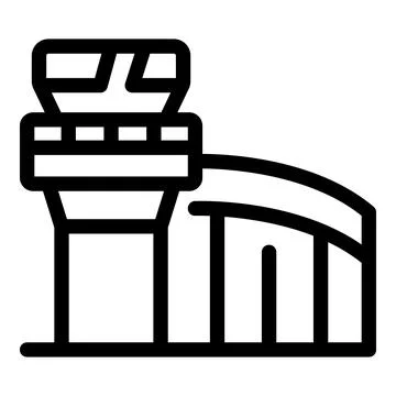 Airport control tower managing air traffic and ground operations Ilustración de archivo