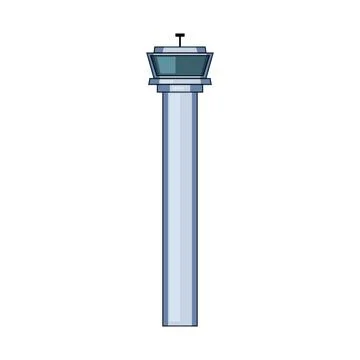 Airport control tower managing global air traffic communication Ilustración de archivo