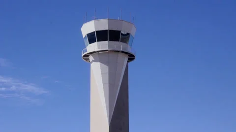 Airport Control Tower - Medium Shot Timelapse Stock Footage 34441714