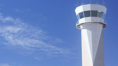 Airport Control Tower - pan Stock Footage 34441540