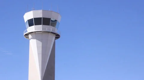 Airport Control Tower - Panning Stock Footage 34441786