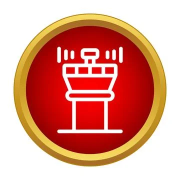 Airport control tower sending navigation signals icon Stock Illustration