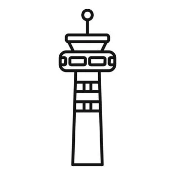 Airport control tower structure icon symbolizing aviation air traffic Ilustración de archivo
