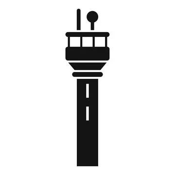 Airport control tower vector icon controlling air traffic Stock Illustration