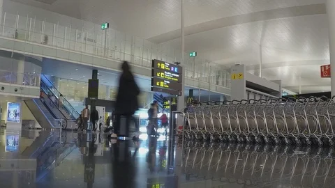 Airport Crowd Walking Up and Down Fast Lapse Stock Footage 89839085