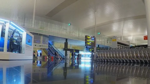 Airport Crowd Walking Up and Down Stock Footage 89839345