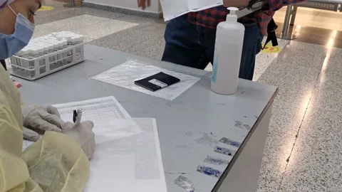 Airport Data Entry for PCR Test in Beirut Stock Footage 144171952