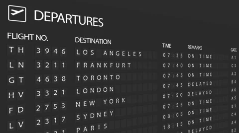 Airport Departure Board Stock Footage