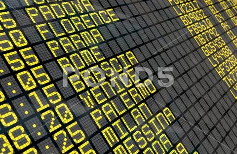Airport Departure Board with Italian destinations Stock Photos