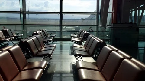 Airport Departure Empty Hall Stock Footage 126628873