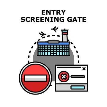 Airport entry screening gate access control system Stock Illustration