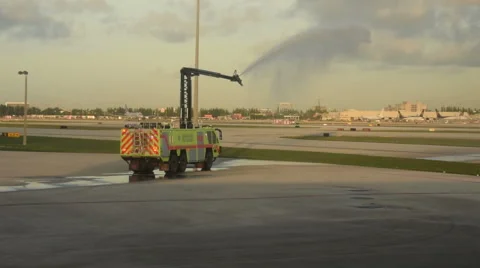 Airport fire engine drill Stock-Footage 58304548