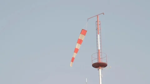 Airport flag on blue sky. Floatplanes base in lake Como Stock Footage 127823428