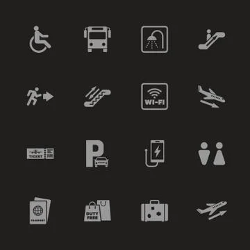 Airport - Flat Vector Icons Stock Illustration