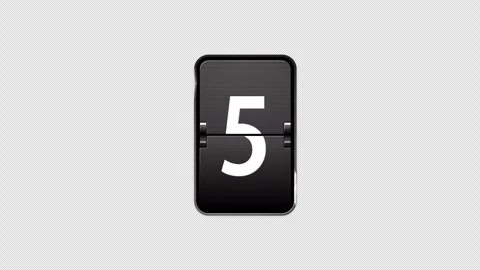 Airport Flip Board Number Countdown 9 to 1 Split Flap Counter 4K Alpha Stock Footage 340887196
