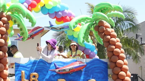 Airport Float Long Beach Pride Parade Stock Footage 38318042