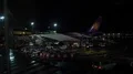 Airport Frankfurt-Main airfield night scenery with Thai Airways 4k or 4k+ Resolution